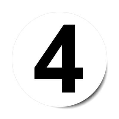 number 4 white black sticker