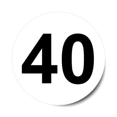 number 40 white black sticker