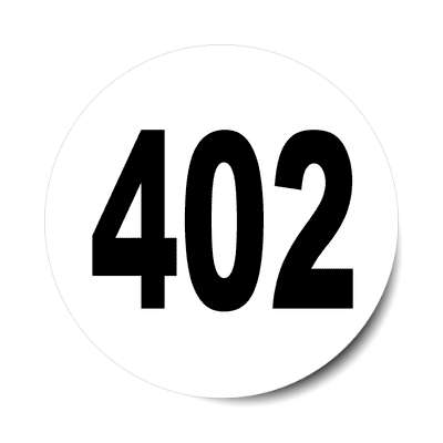 number 402 white black sticker