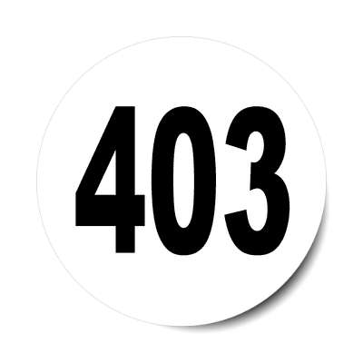 number 403 white black sticker