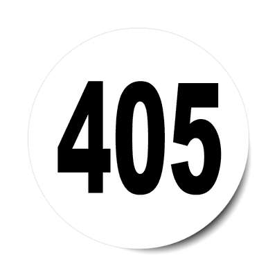 number 405 white black sticker