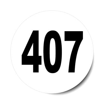 number 407 white black sticker