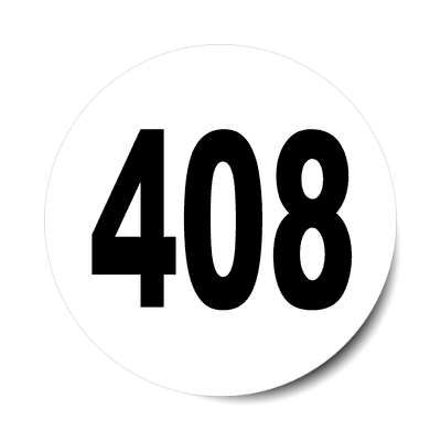 number 408 white black sticker