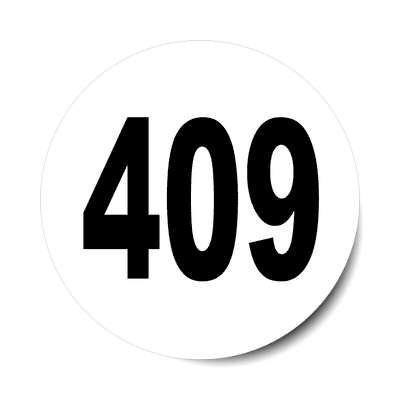 number 409 white black sticker