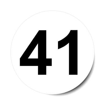 number 41 white black sticker