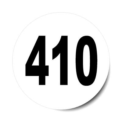 number 410 white black sticker