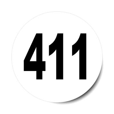 number 411 white black sticker