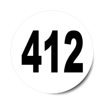 number 412 white black sticker