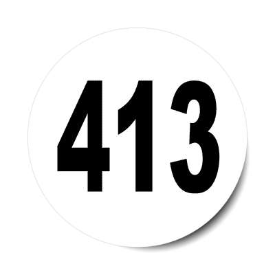 number 413 white black sticker