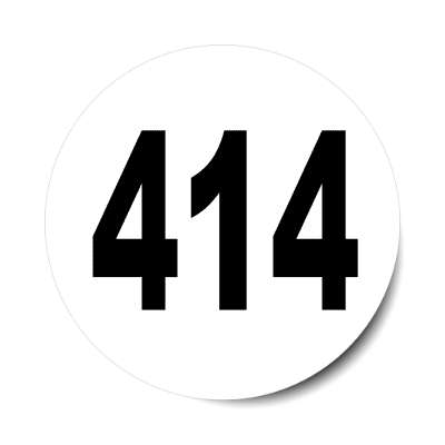 number 414 white black sticker