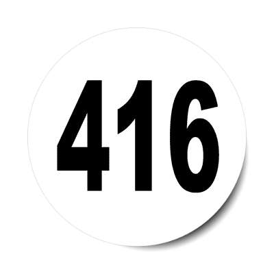 number 416 white black sticker