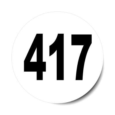 number 417 white black sticker