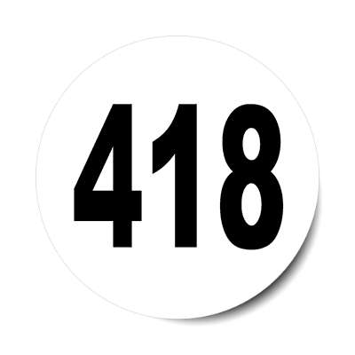 number 418 white black sticker