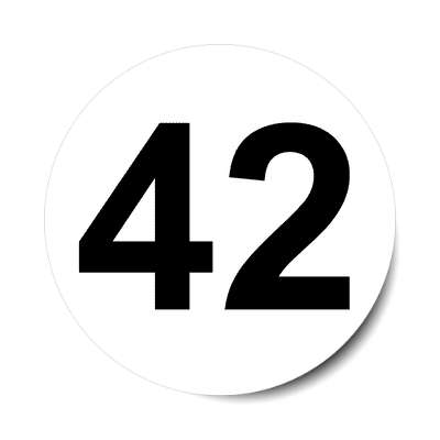 number 42 white black sticker