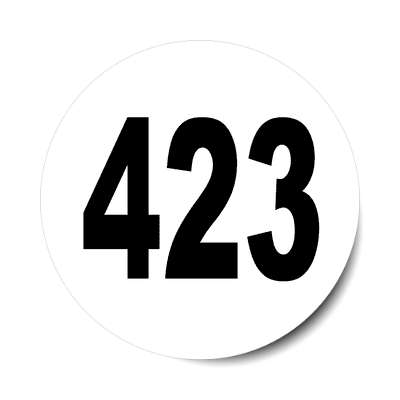 number 423 white black sticker