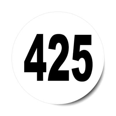 number 425 white black sticker