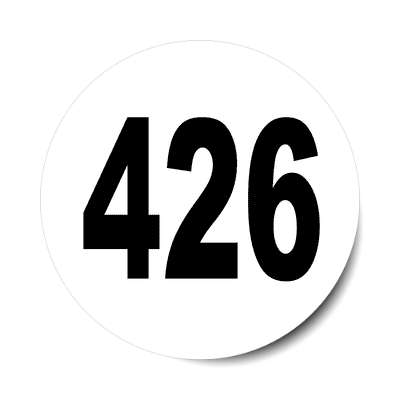 number 426 white black sticker