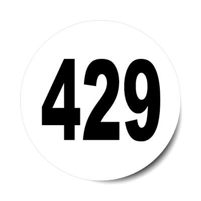 number 429 white black sticker