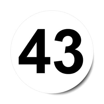 number 43 white black sticker