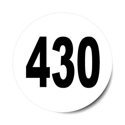 number 430 white black sticker