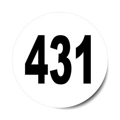 number 431 white black sticker