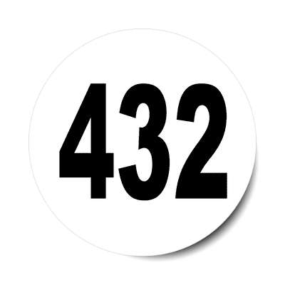 number 432 white black sticker