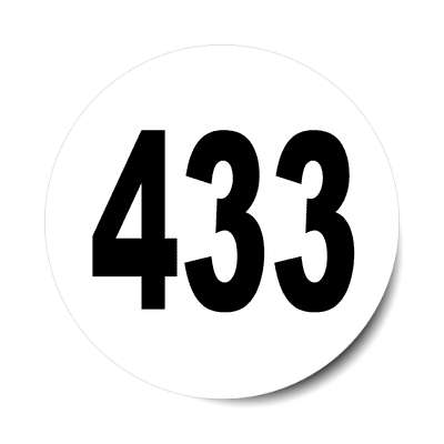 number 433 white black sticker