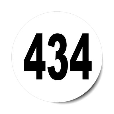 number 434 white black sticker