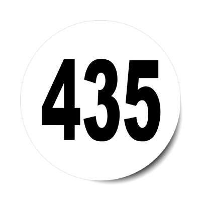 number 435 white black sticker