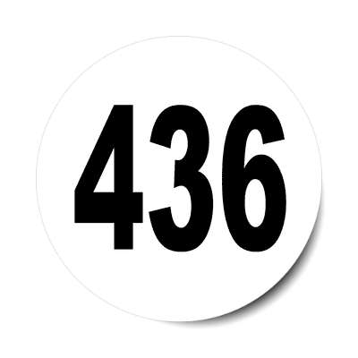 number 436 white black sticker