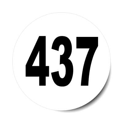 number 437 white black sticker