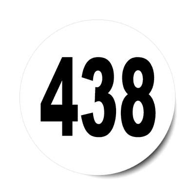 number 438 white black sticker