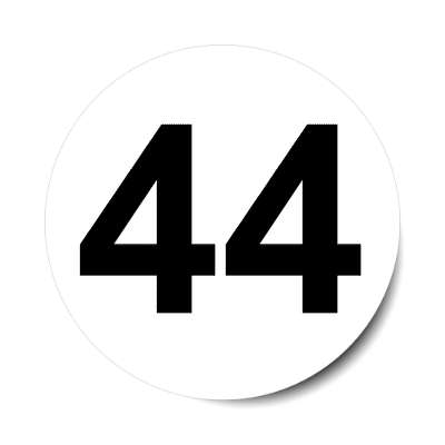 number 44 white black sticker