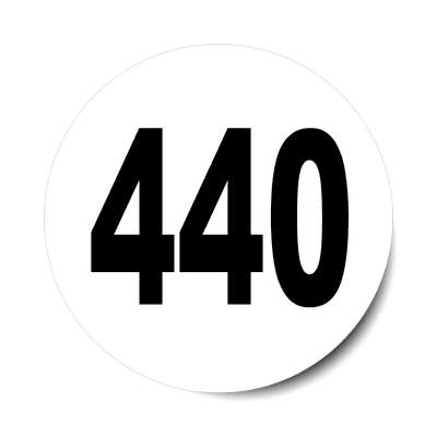 number 440 white black sticker