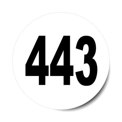 number 443 white black sticker