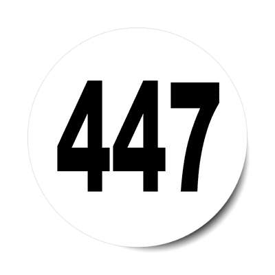 number 447 white black sticker