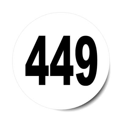 number 449 white black sticker