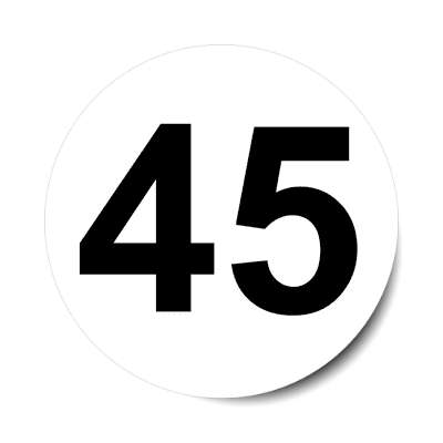 number 45 white black sticker