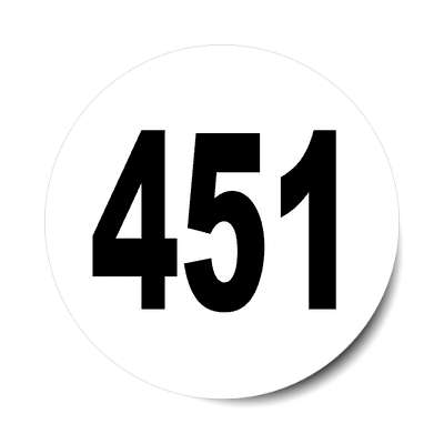 number 451 white black sticker