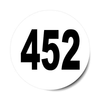 number 452 white black sticker