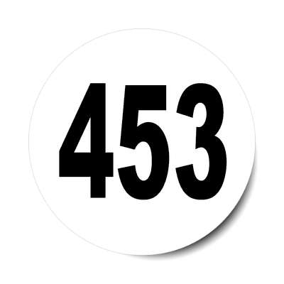 number 453 white black sticker