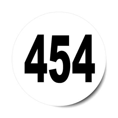 number 454 white black sticker