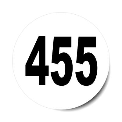 number 455 white black sticker