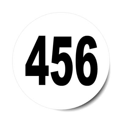 number 456 white black sticker