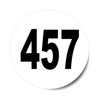 number 457 white black sticker