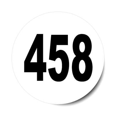 number 458 white black sticker