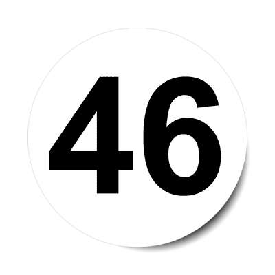 number 46 white black sticker