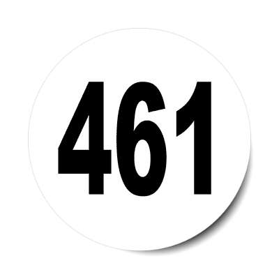 number 461 white black sticker