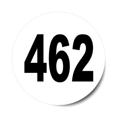 number 462 white black sticker