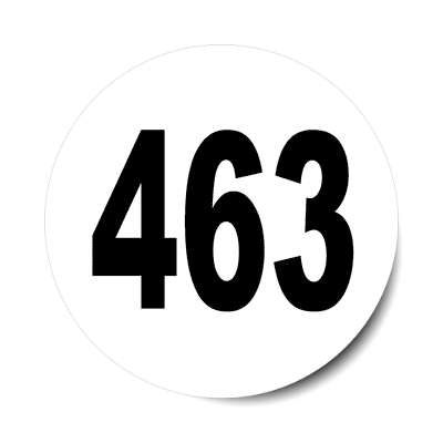 number 463 white black sticker